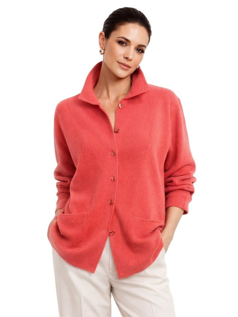 Windridge Cheryl Nash Merino Wool Cardigan Sweater Shacket Button-Up Blazer M